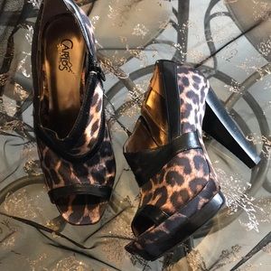 Carlos Santana Leopard Print Platform Heels